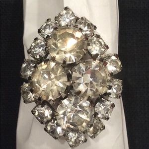 Antique/Vintage Crystal Cocktail Ring Adjustable
